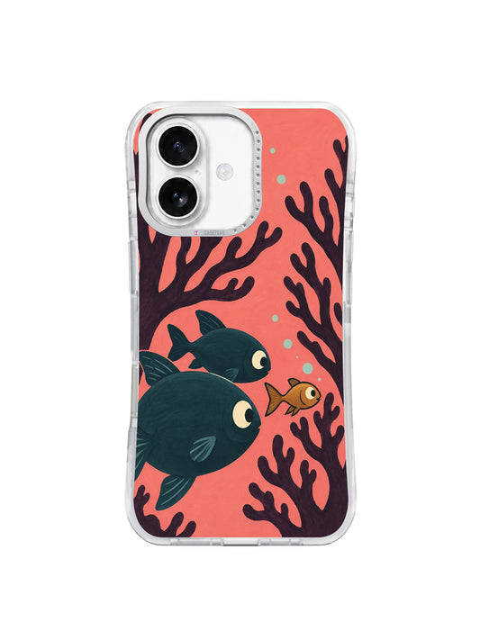 Follow the Smallest iPhone 17 Case hero with three fish and coral artwork