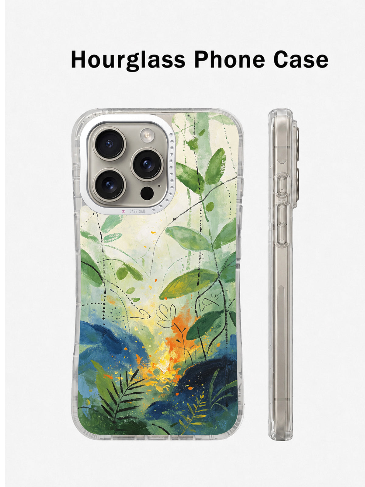 Enchanted forest art iPhone 16 Pro case front and side view