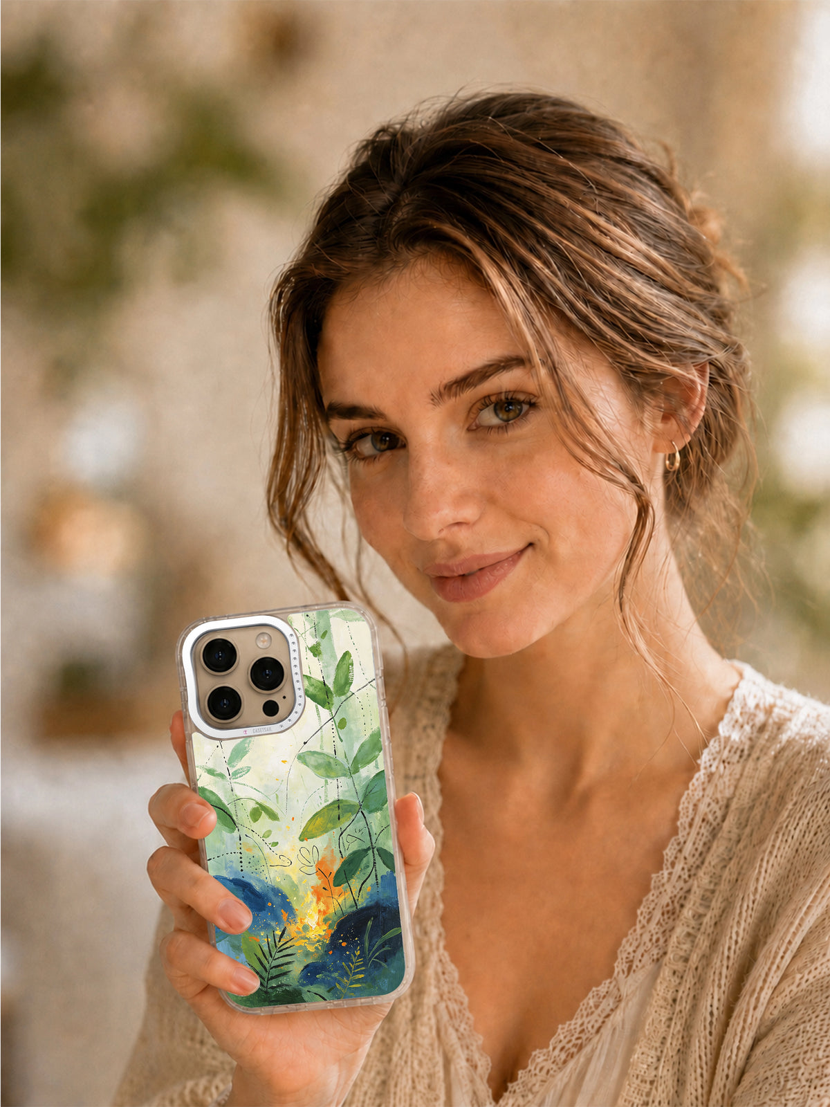 Forest Spirit Symbols iPhone 16 Pro case lifestyle view