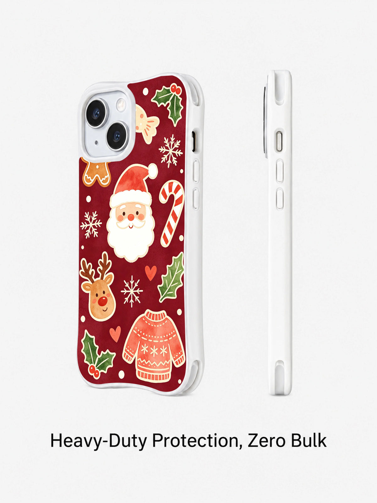 Rosalie Merriwyn Christmas case with Santa reindeer and gingerbread icons