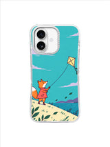 Leaf Flag Detour fox and kite artwork on an iPhone 17 case by Mila Vardon