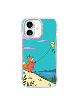 Turquoise Open Sky fox and kite artwork on an iPhone 17 case by Mila Vardon