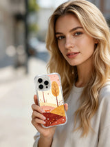 Model holding Fox of the Open Prairie iPhone 16 Pro case
