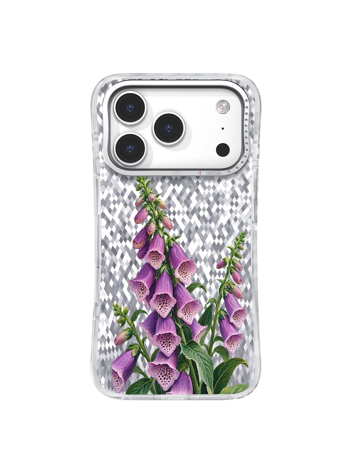 Foxglove Measure transparent iPhone case front view