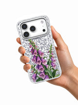 Foxglove Measure transparent iPhone case held in hand