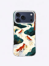 Pine-branch homecoming fox procession in teal and rust phone case art