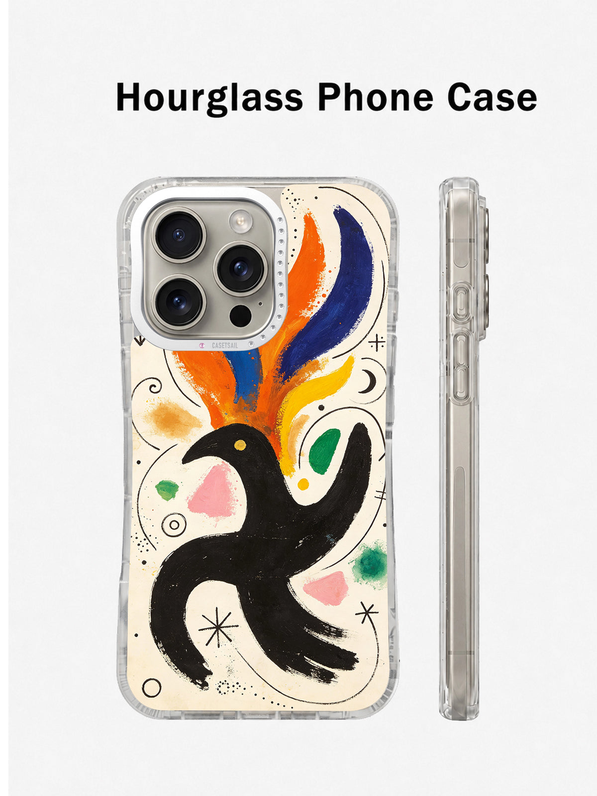 Expressive firebird art iPhone 16 Pro case close-up