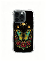 Free spirit butterfly PhoneCasing, aesthetic iPhone 14 Plus Case with vintage ink texture, soft comfortable grip casing.