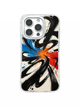 red blue orange abstract burst iPhone 16 Pro Max case