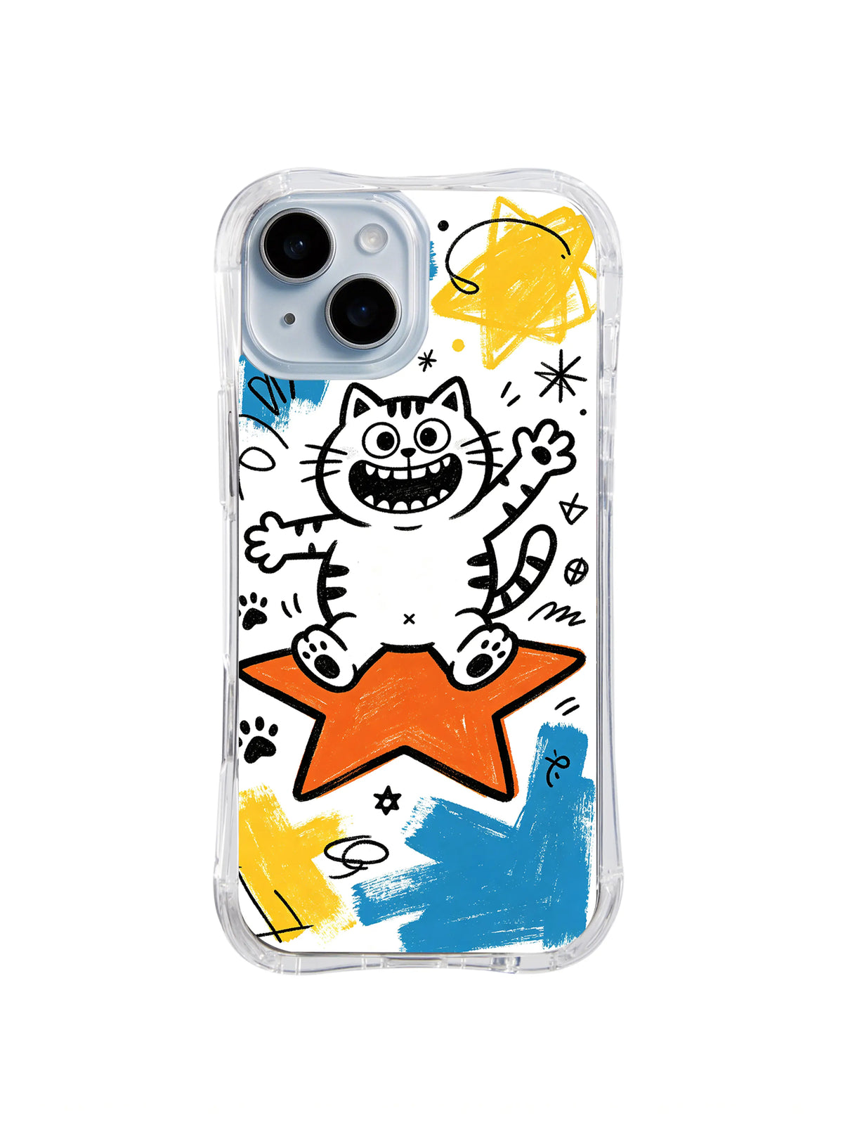 Star Rider Cat King: A grinning striped cat rides a large orange star.