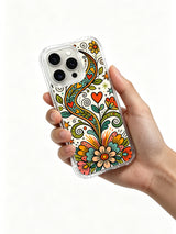 Freedom Vine Journey floral iPhone 14 Pro case held in hand