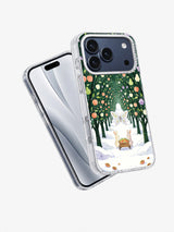 Angled front and back presentation of the Frostwing Orchard iPhone 17 Pro Max case artwork