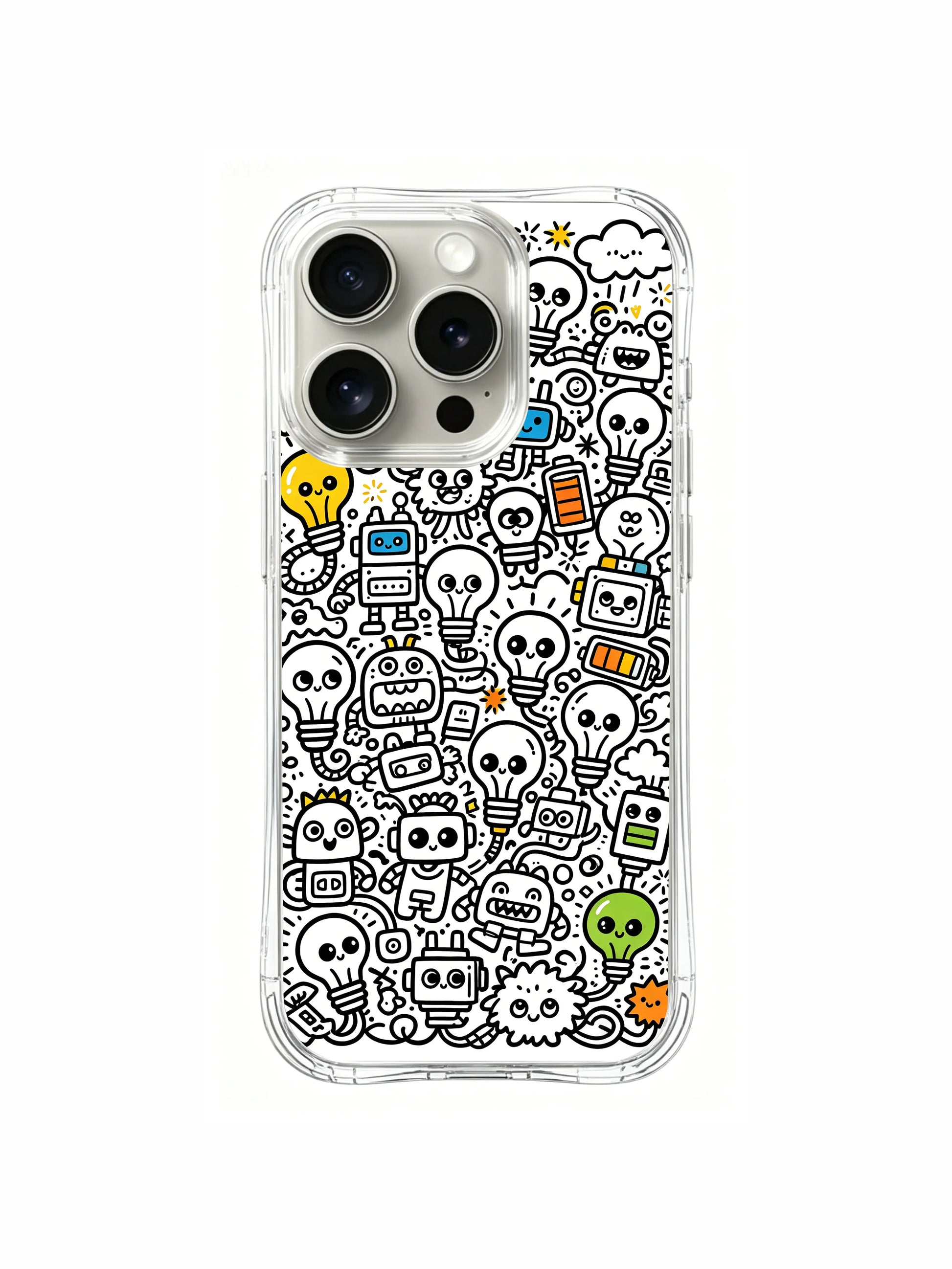Full bleed dense packed bulb club art print iPhone 15 pro Case, museum-grade premium printed phone casing from PhoneCasing, durable long-wearing art phone cover.