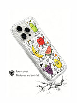  Full dense fruit creature sports day doodle iPhone 16 pro Case, small-batch collectible phone casing with anti-yellow glossy finish, exclusive art phone cover manufactured by PhoneCasing.