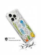 Dense underwater council doodle artwork on an iPhone 15 Pro case