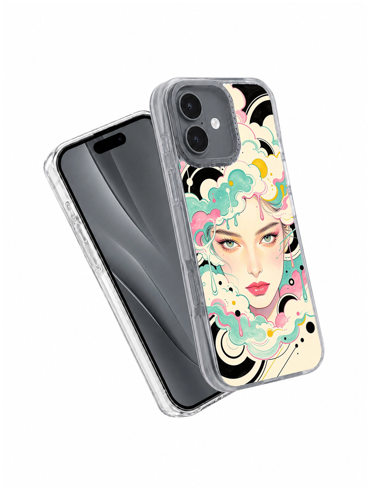 Future Bloom wearable art phone case angle view