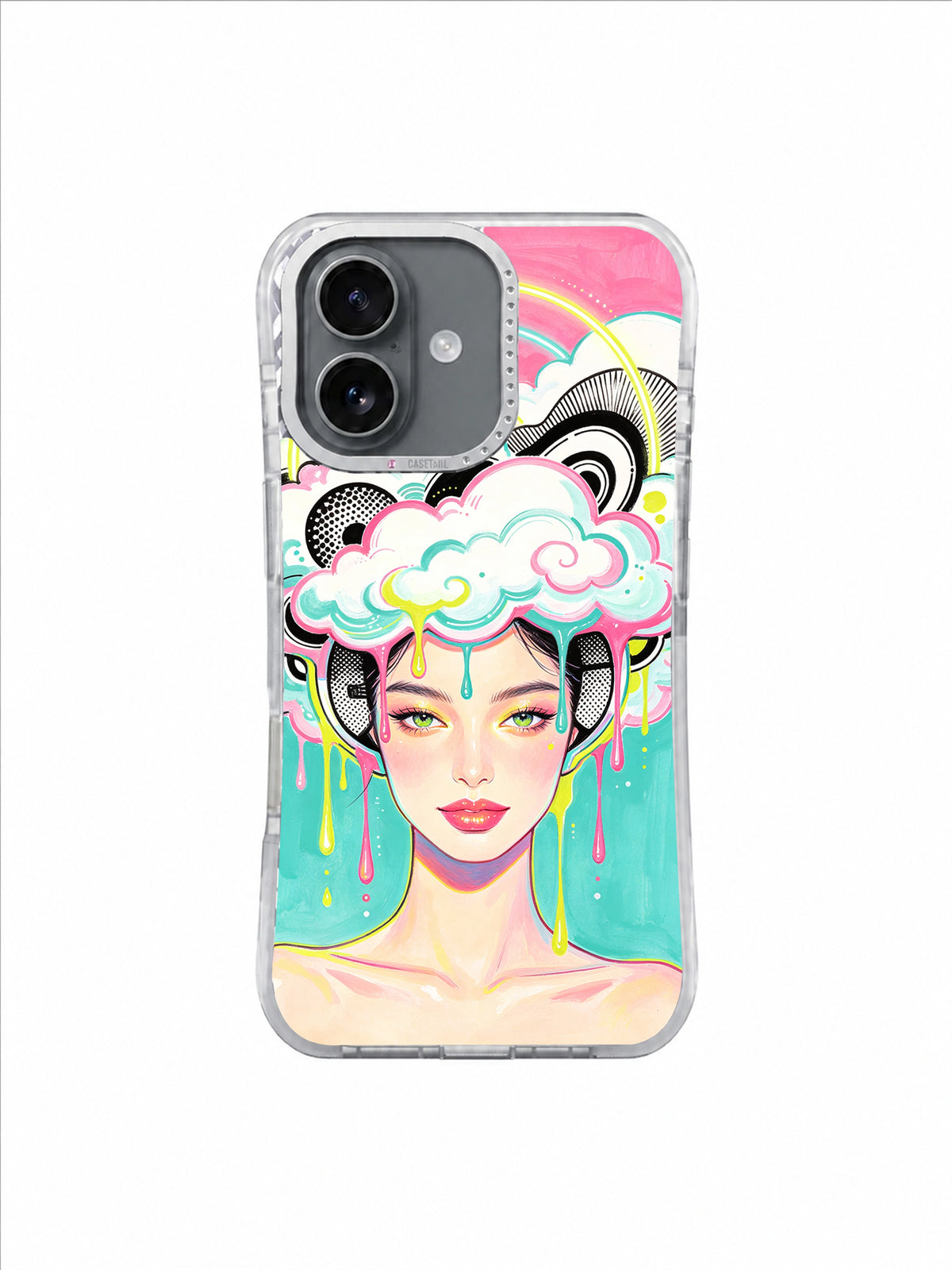 Neon Cloud Pioneer iPhone 17 case pattern