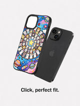 Colorful galaxy kitten phone case detail