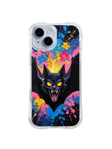 Neon Garden Guardian bat splash art pattern for iPhone 15 Plus case