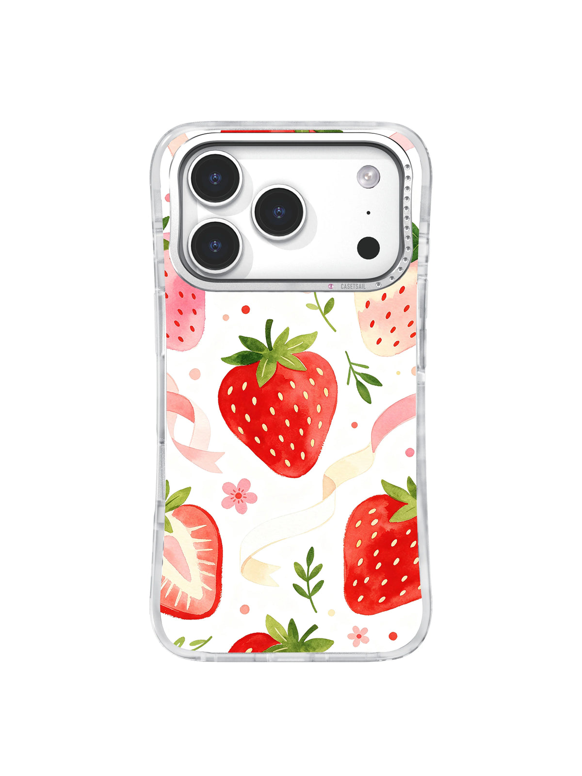 Product or handheld view of the Garden Strawberry Bow Party case