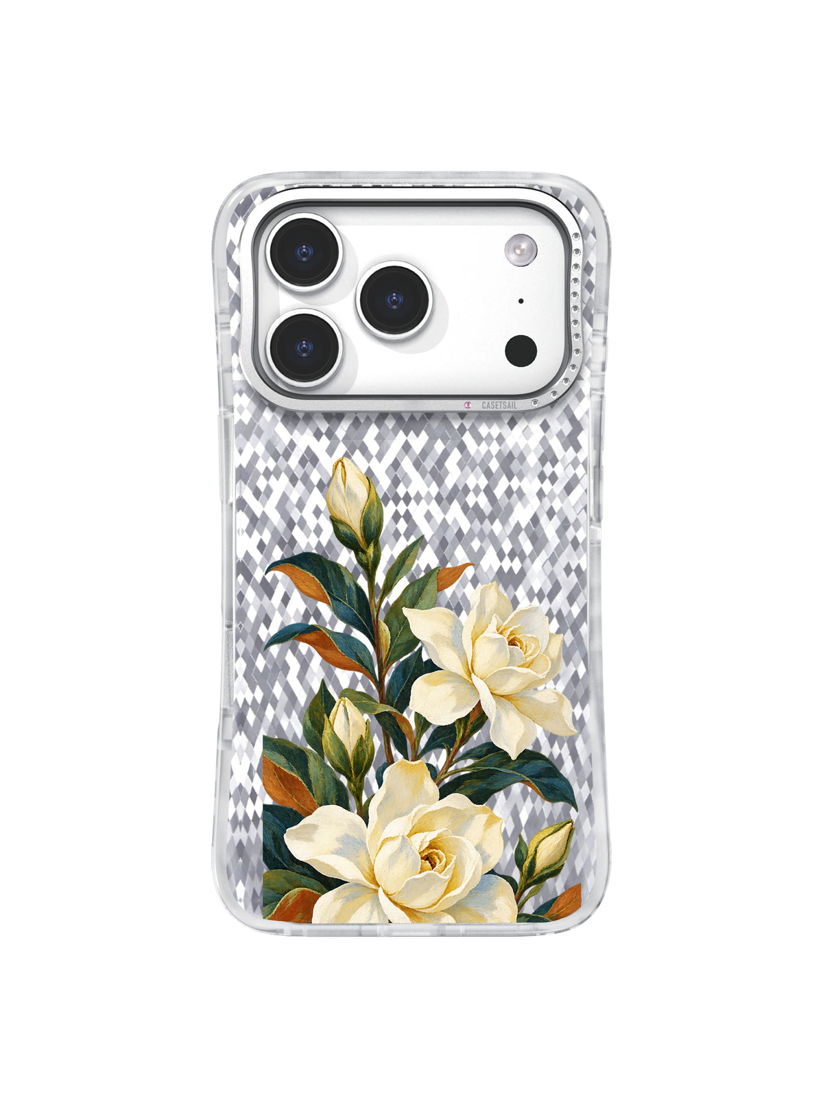 Gardenia Blue Shade transparent iPhone case front view