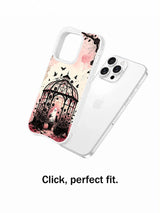 Pink and black floral iPhone 13 Pro case lifestyle view