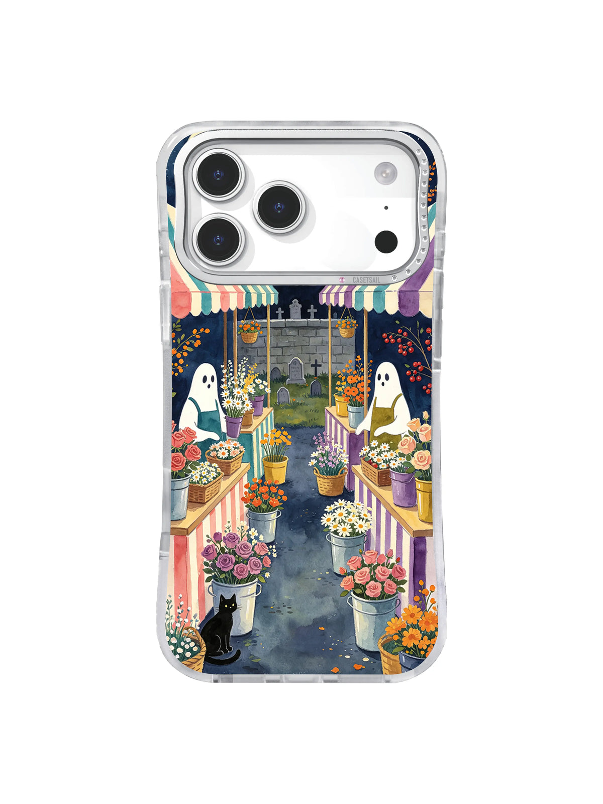 The Ghost Flower Market Before Dawn moonlit daisy bazaar iPhone case artwork