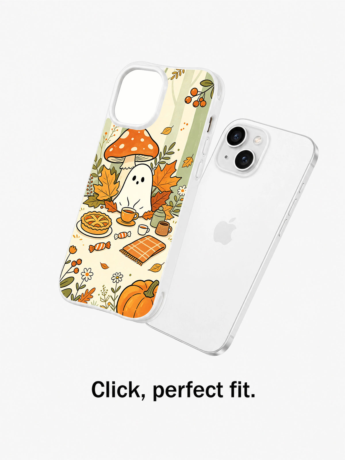 Ghost Tea Time in the Woods iPhone 14 case fit demonstration