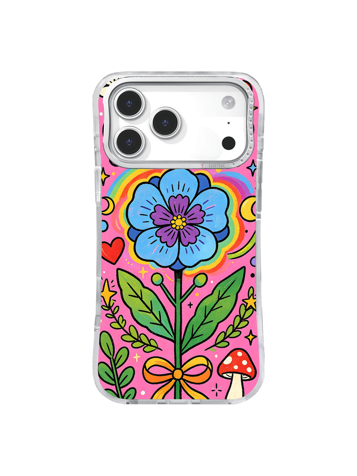 Giant Blue Rainbow Blossom pattern for iPhone 17 Pro Max case