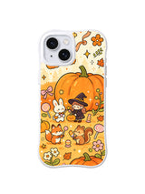 Giant Pumpkin Party pattern on a white iPhone 14 case