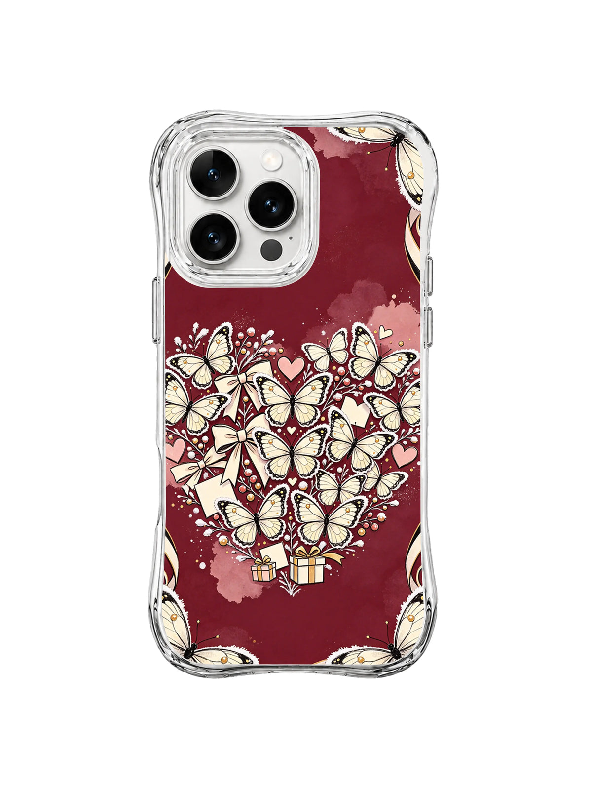 Gift Tree Heart Wreath wine-red butterfly iPhone 14 Pro case by Elara Voss