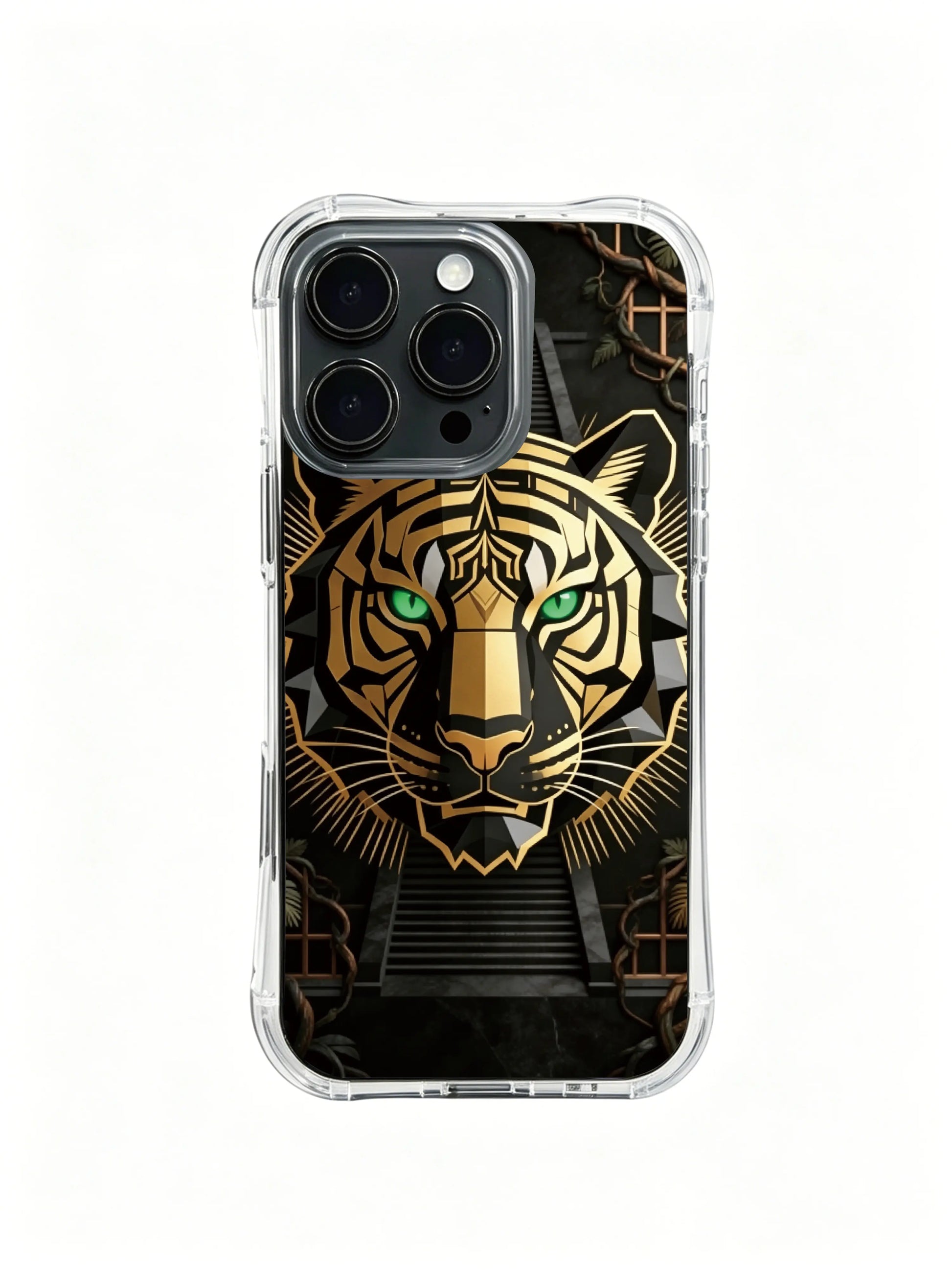 Gilded wild stripe PhoneCasing, decorative artistic iPhone 14 Plus Case, slim lightweight travel friendly casing.
