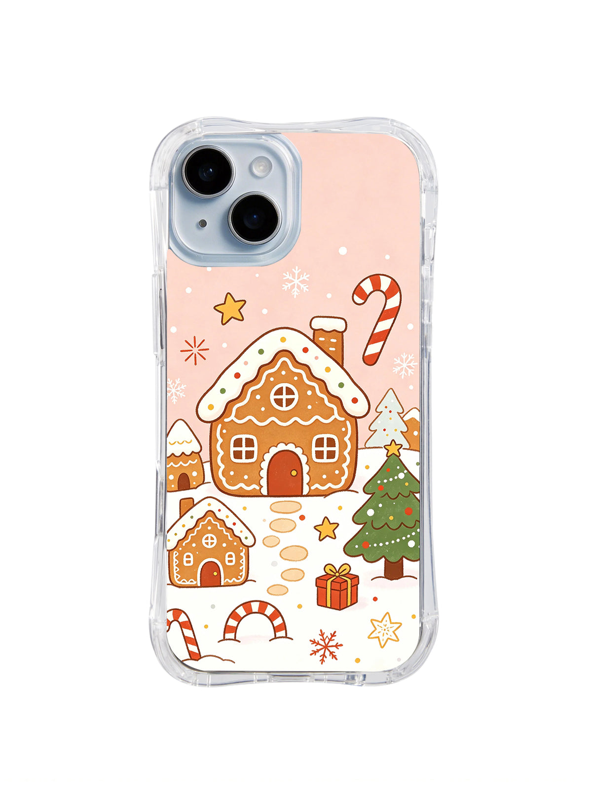 Snowy Gingerbread Lane iPhone 14 Plus case front product view