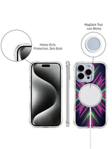 iPhone 14 Pro Max case with glowing pink and green star pattern