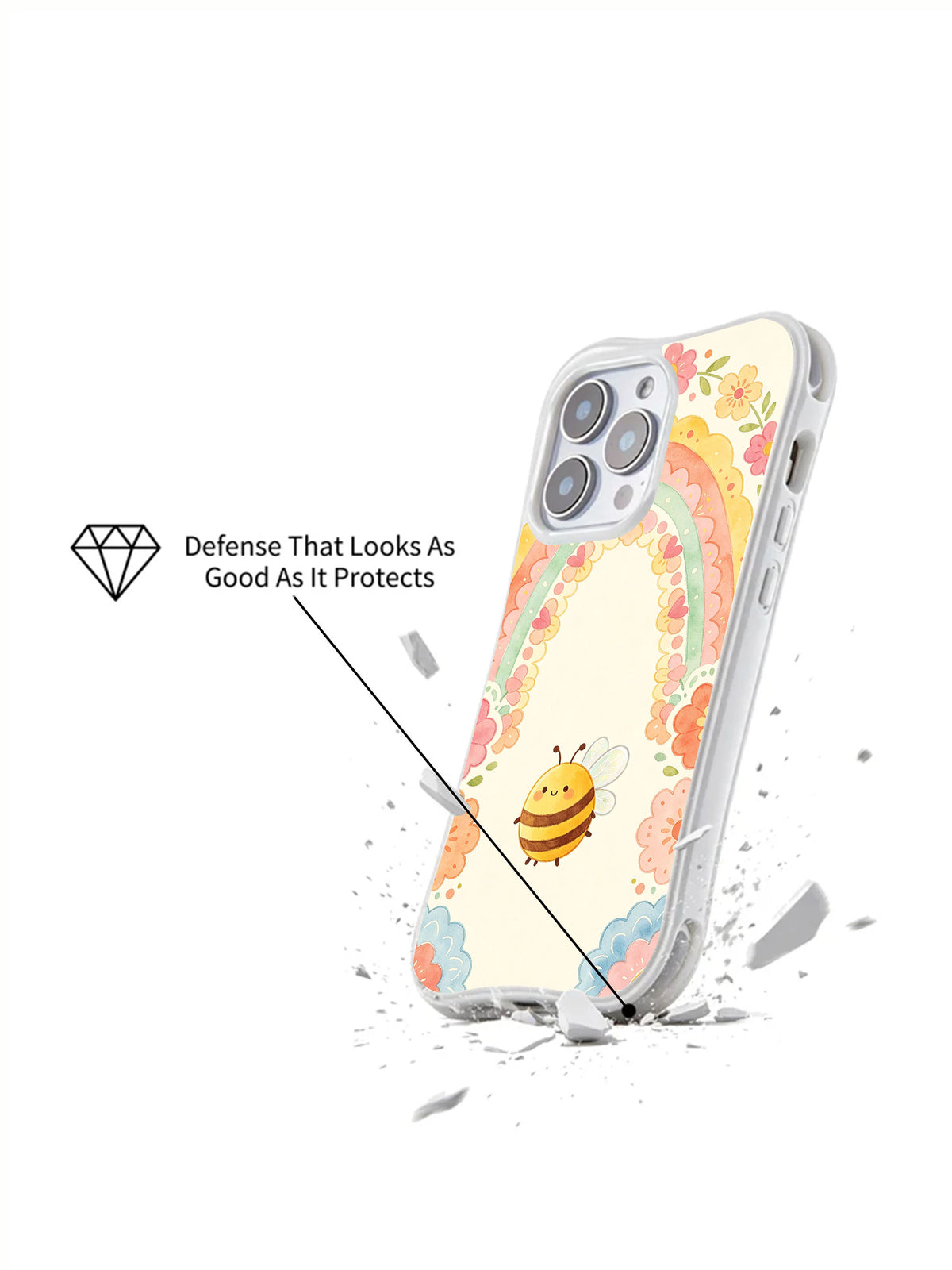 Golden Bee Garden iPhone 14 Pro case detail