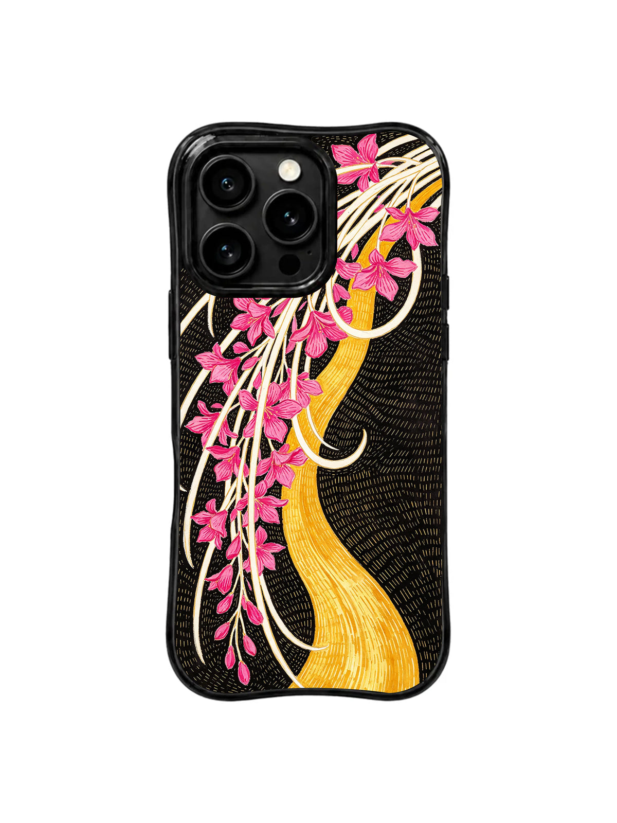 Golden Ribbon Peonies pattern iPhone 15 Pro case