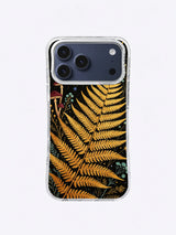 Golden Fern Constellation iPhone case, Golden Frond Star Path pattern