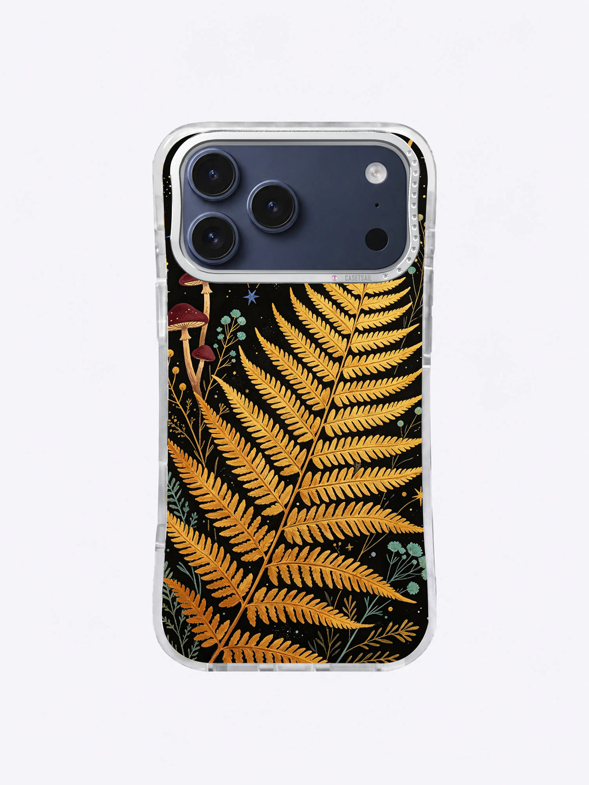 Golden Fern Constellation iPhone case, Golden Frond Star Path pattern