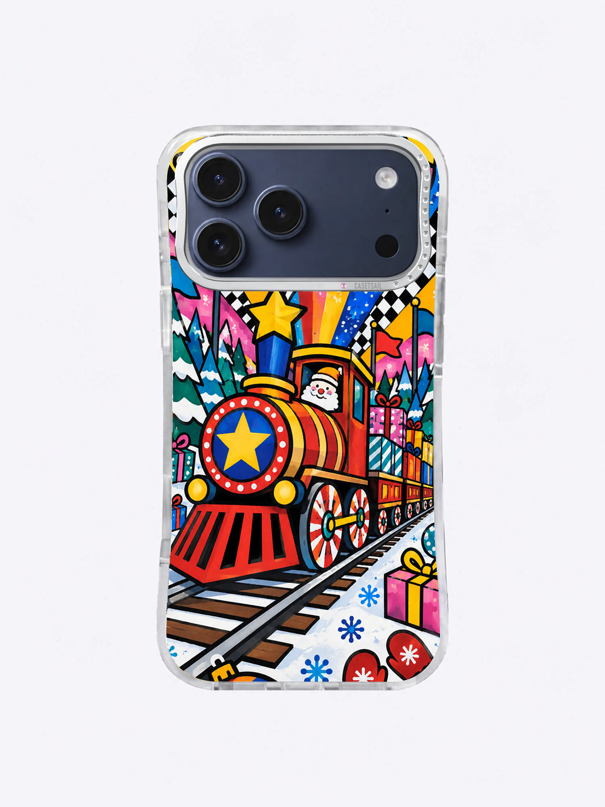 Ribbon Rail Celebration Golden Gift Express iPhone 17 Pro Max case pattern