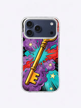 Golden Key Shock violet cloud antique key artwork on an iPhone case