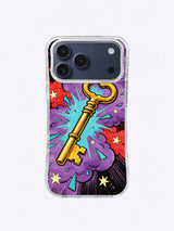 Golden Key Shock black ray vintage key artwork on an iPhone case