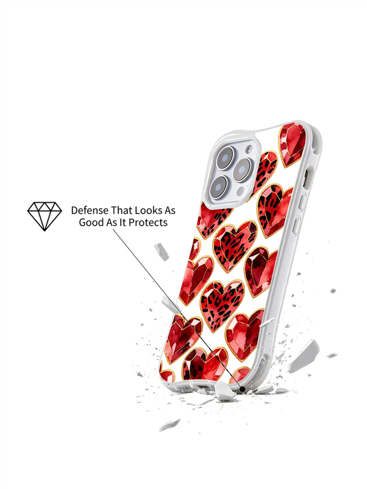 Golden Love Mosaic ruby heart iPhone 16 Pro case view 2