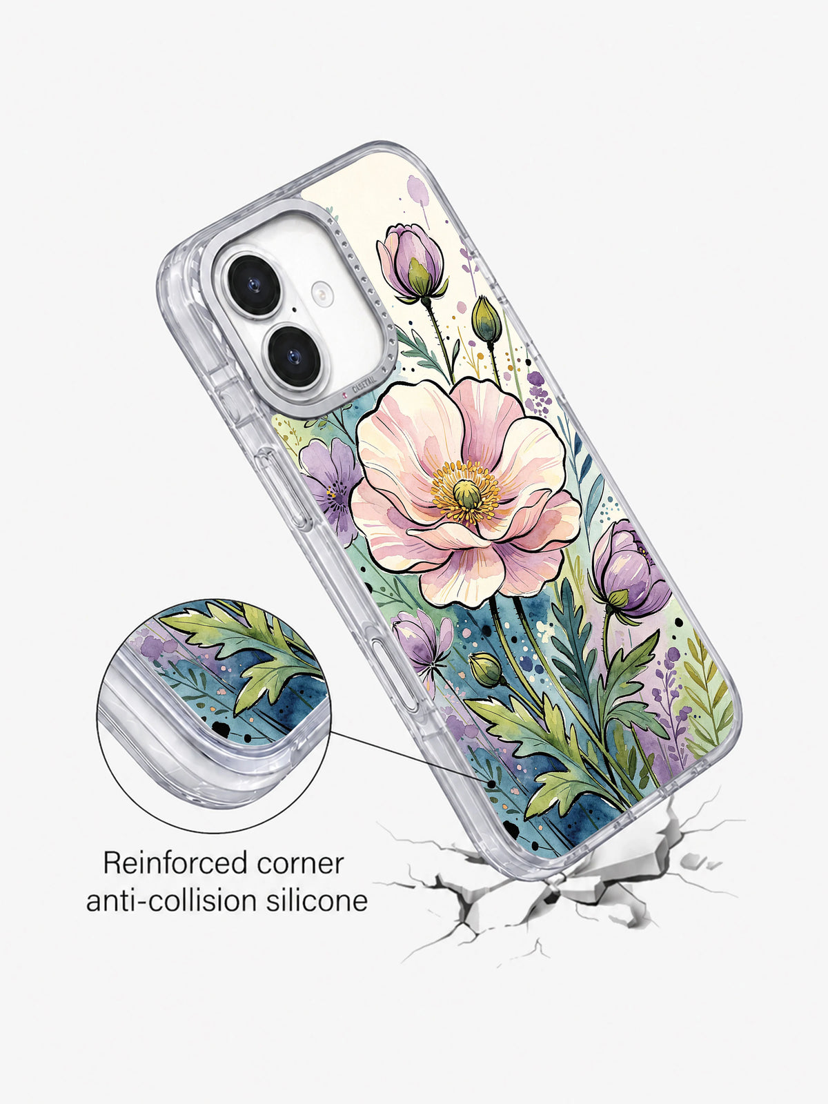 Golden Meadow Fantasy iPhone 17 case angled view