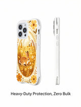 Golden Meadow Rabbit: Rear and side views of the illustrated case.