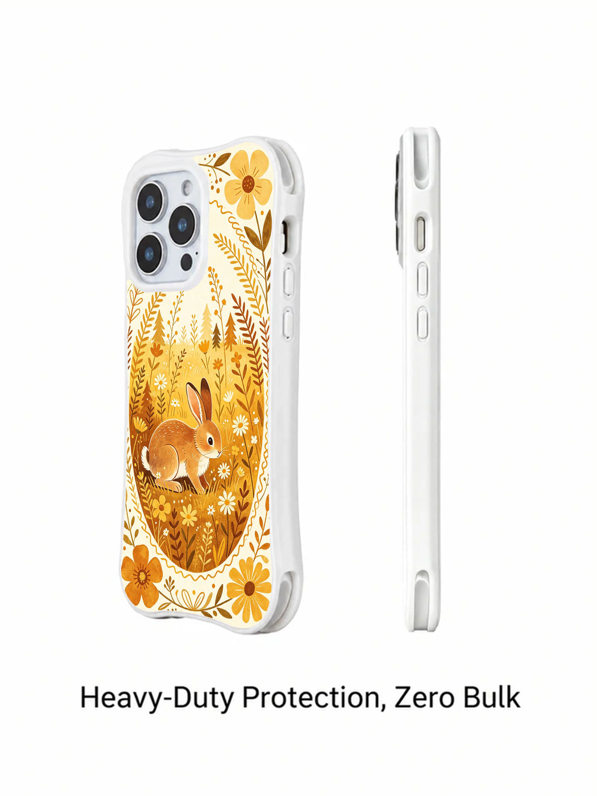 Golden Meadow Rabbit: Rear and side views of the illustrated case.