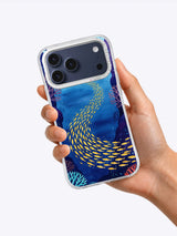 Golden Sardine River iPhone case held in hand