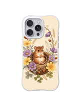 Golden Seed Dormouse: A dormouse sits in a seed nest beneath purple blooms, clover and golden stems.
