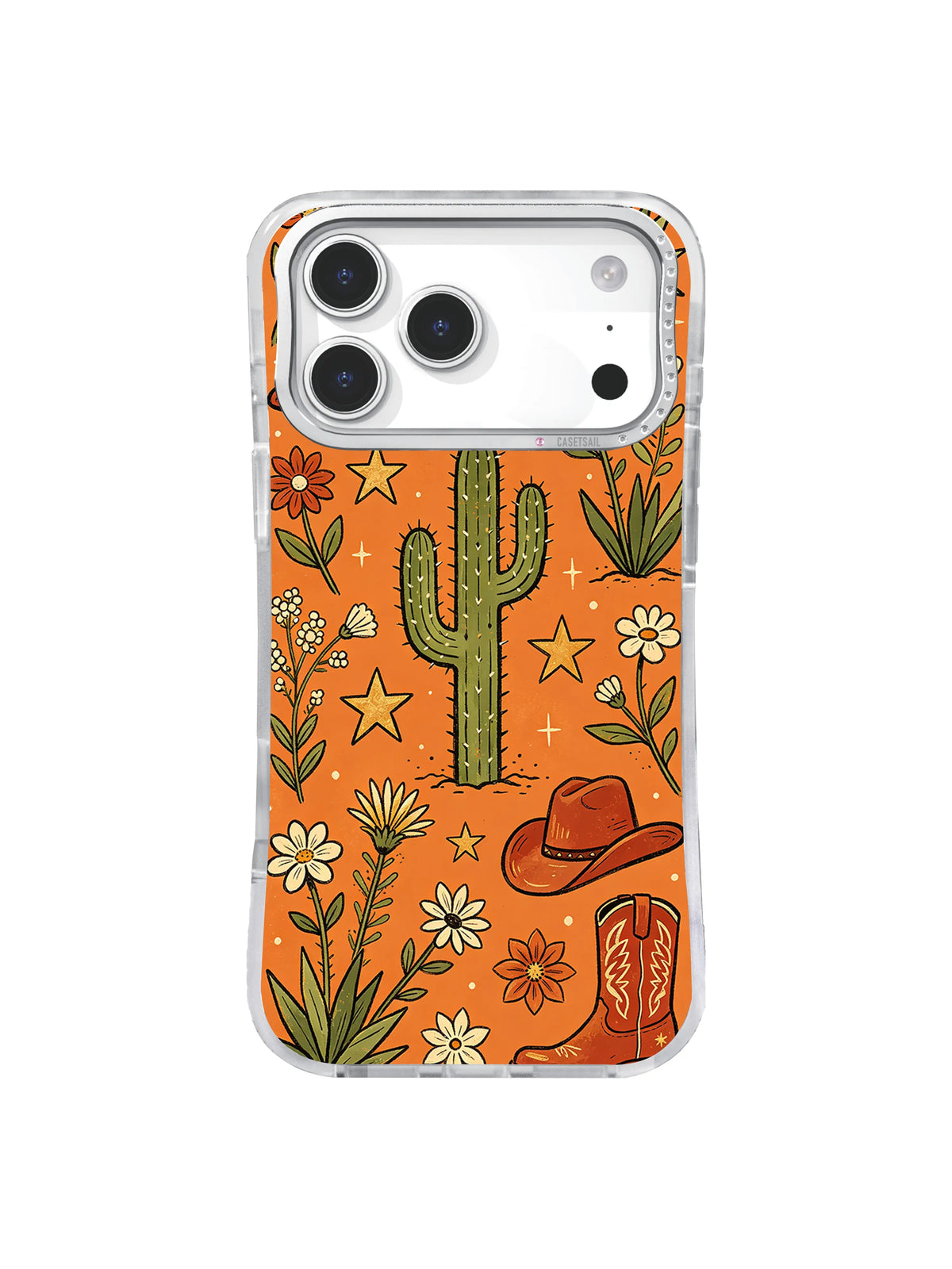 Golden Star Cowboy Garden pattern for iPhone 17 Pro Max case