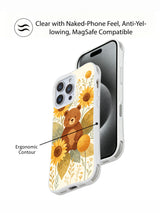 Botanical sunflower bear iPhone 15 Pro Max case
