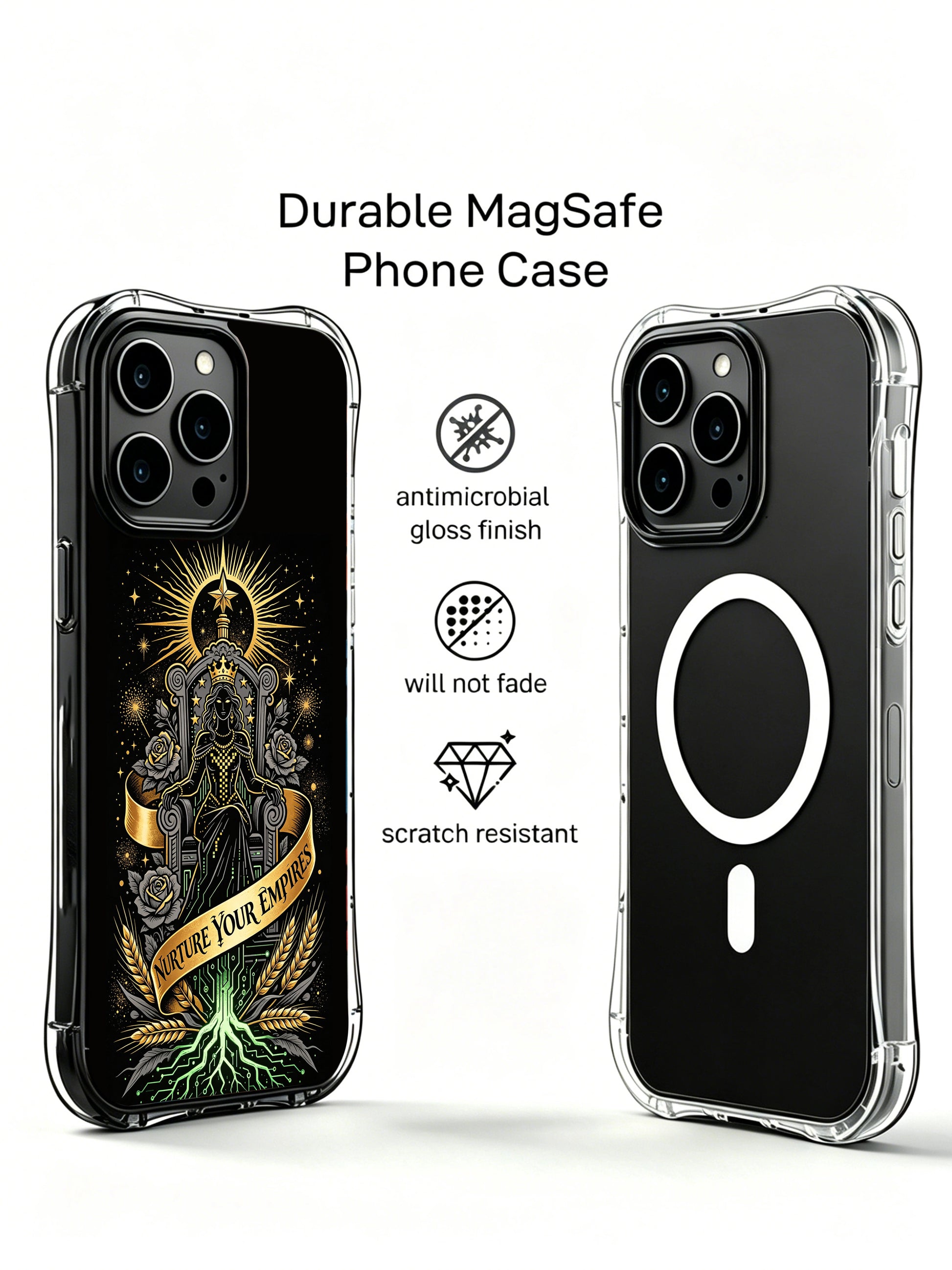 Neat golden wheat cluster matrix base layout PhoneCasing, trendy iPhone 14 Plus Case with creation sovereignty vibe, drop proof sturdy mobile phone casing.